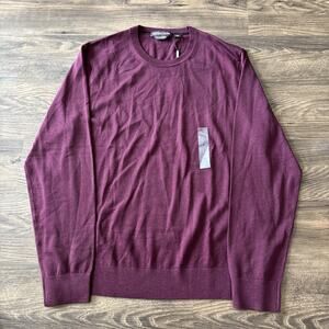 Michael Kors Mens Extra Fine Merino Wool Knit Sweater Merlot Red Sz Large NWT